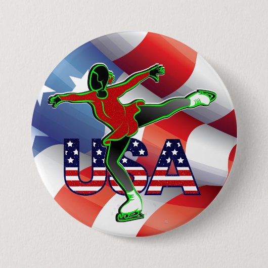USA Figure Skating Groß Button (Vorderseite)