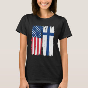 USA Finnland Halbamerikanische Flaggenroots T-Shirt