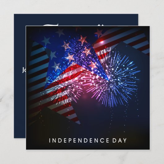 USA Fireworks & Flag 4. Juli Einladung (Vorne/Hinten)