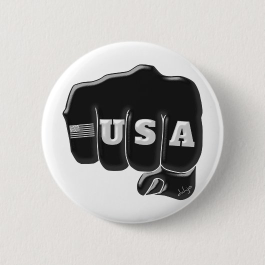 USA Fist Bump mit amerikanischer Flagge Button (Vorderseite)