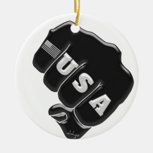 USA Fist Bump mit amerikanischer Flagge Keramik Ornament