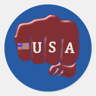 USA Fist Bump mit amerikanischer Flagge Runder Aufkleber