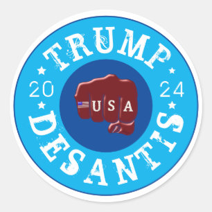 USA Fist Tattoo Trump DeSantis 2024 Runder Aufkleber