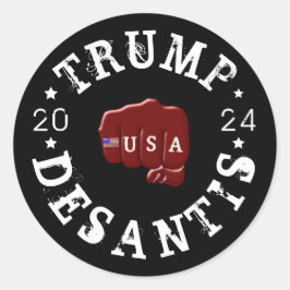 USA Fist Tattoo Trump DeSantis 2024 Runder Aufkleber