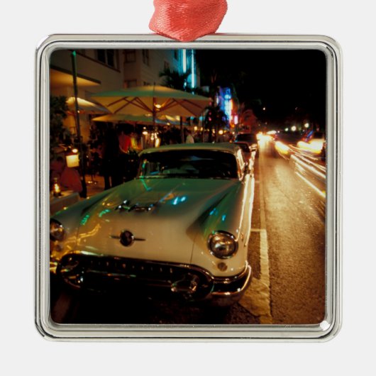 USA, FL, Miami, South Beach nachts.2 Silbernes Ornament (Vorne)