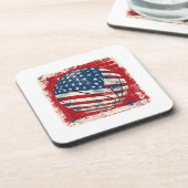 USA Flag 4. Juli Basketball Getränkeuntersetzer (Linke Seite)