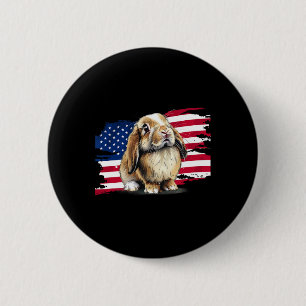 Usa Flag 4. Juli Mini Holland Lop Bunny Rabbit Button