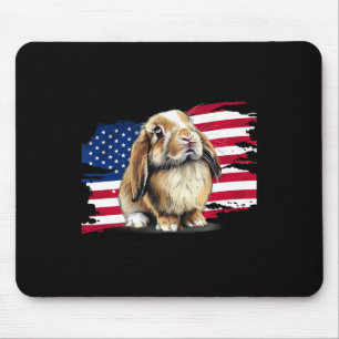 Usa Flag 4. Juli Mini Holland Lop Bunny Rabbit Mousepad