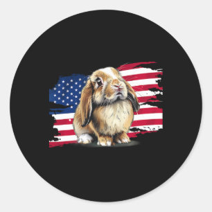 Usa Flag 4. Juli Mini Holland Lop Bunny Rabbit Runder Aufkleber