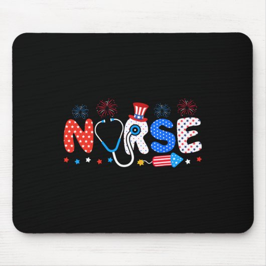 Usa Flag 4. Juli Nursing Stethoscope Patriotic Mousepad (Vorne)