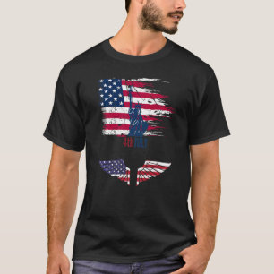 Usa Flag 4th July Statue Of Liberty Patriotic   T-Shirt
