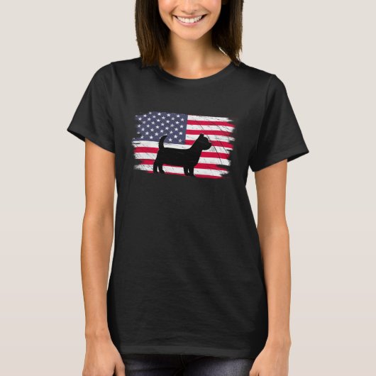 USA Flag 4th of July Yorkshire Terrier Dad Mom Dog T-Shirt (Vorderseite)