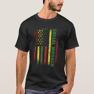 USA Flag Afrikanische Schwarze Schule Sozialarbeit T-Shirt