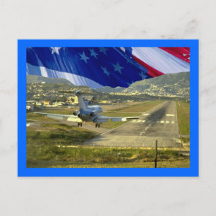 USA Flag Airliner Postkarte