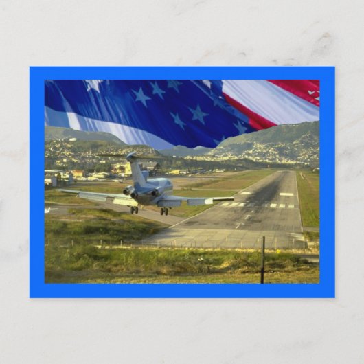 USA Flag Airliner Postkarte (Vorderseite)