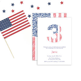 USA Flag Alfresco Garden 3. Geburtstag Party Einladung