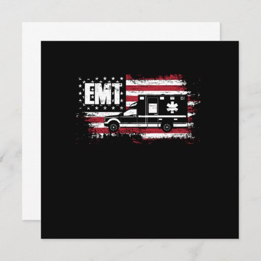 USA Flag Ambulance EMT EMS Doctor First Aid Parame Einladung (Vorne/Hinten)