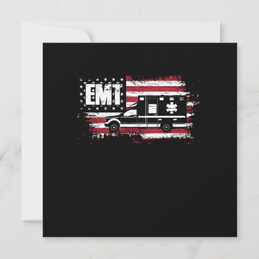 USA Flag Ambulance EMT EMS Doctor First Aid Parame Einladung (Vorderseite)