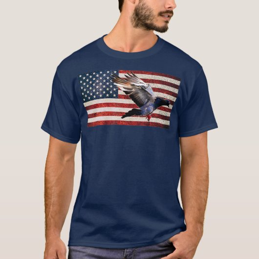USA Flag America Pigeon Züchter Pigeon Racing T-Shirt (Vorderseite)