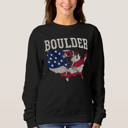 USA Flag American Boulderer Rock Climbing Boulderi Sweatshirt (Vorderseite)
