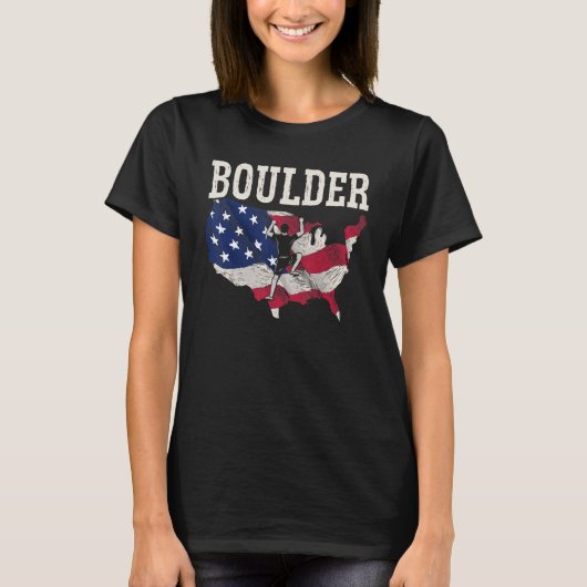 USA Flag American Boulderer Rock Climbing Boulderi T-Shirt (Vorderseite)