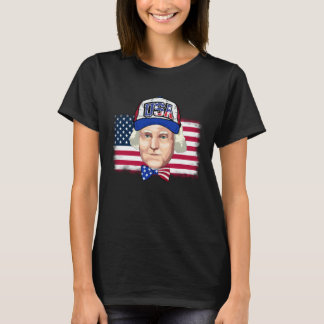 USA Flag American Cap George Washington T-Shirt