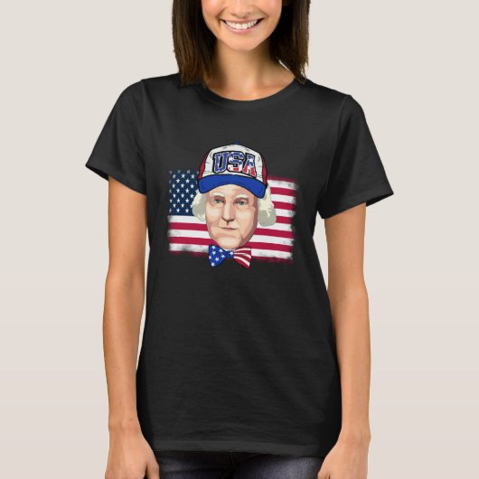 USA Flag American Cap George Washington T-Shirt (Vorderseite)