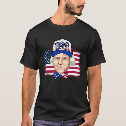 USA Flag American Cap George Washington T-Shirt (Vorderseite)
