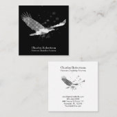 *~* USA Flag American Eagle Gray Gray on Black Quadratische Visitenkarte (Vorne/Hinten)