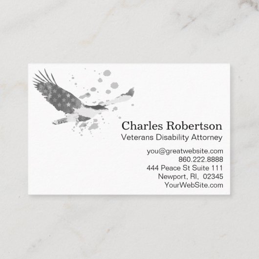 *~* USA Flag American Eagle Gray Gray on Black Visitenkarte (Rückseite)