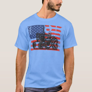 USA Flag American Farmer Fun Vintage Tractor T-Shirt