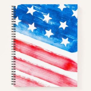 USA Flag American Flag Watercolor Stars Streifen Notizblock