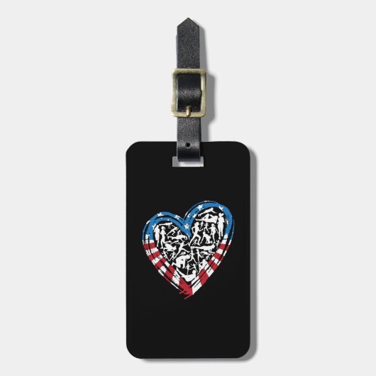USA Flag American Runner - Running Heart Gepäckanhänger (Vorderseite vertikal)