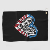 USA Flag American Runner - Running Heart Golfhandtuch (Horizontal)