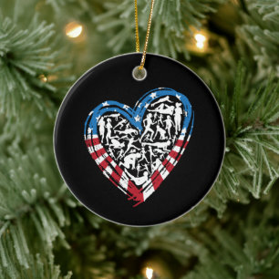 USA Flag American Runner - Running Heart Keramik Ornament