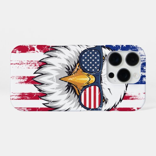 USA Flag And American Bald Eagle Grunge iPhone Hülle (Rückseite (Horizontal))