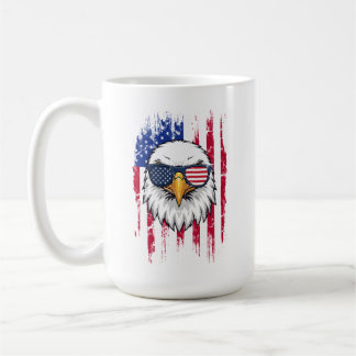 USA Flag And American Bald Eagle Grunge Kaffeetasse