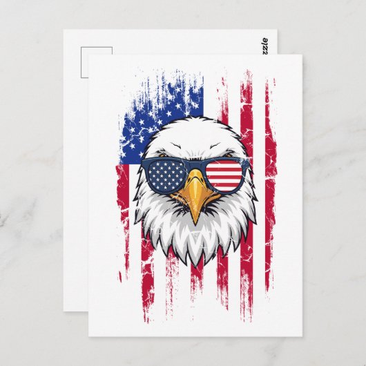 USA Flag And American Bald Eagle Grunge Postkarte (Vorne/Hinten)