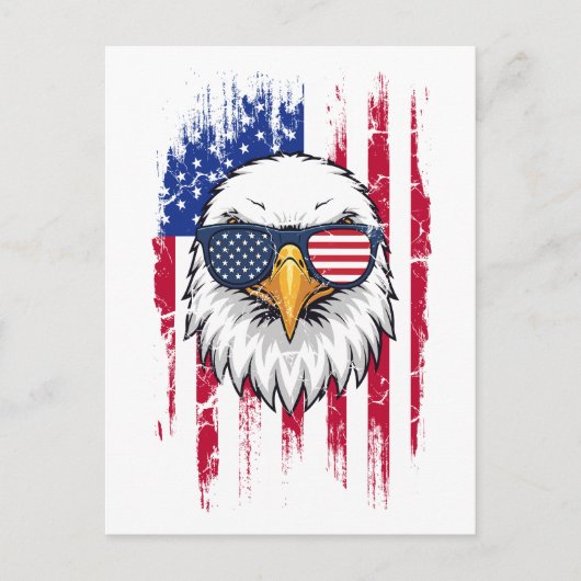 USA Flag And American Bald Eagle Grunge Postkarte (Vorderseite)