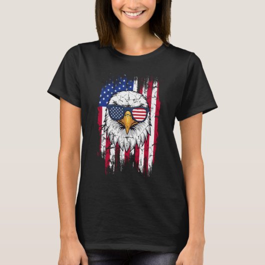 USA Flag And American Bald Eagle Grunge T-Shirt (Vorderseite)