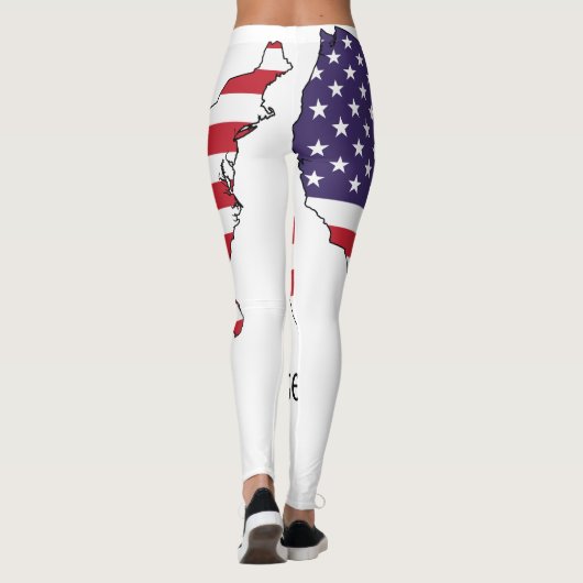 USA Flag and Map Souvenir Design Leggings (Rückseite)