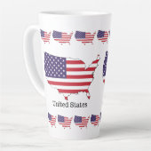 USA Flag and Map Souvenir Design Milchtasse (Linke Ecke)