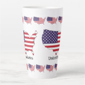 USA Flag and Map Souvenir Design Milchtasse (Vorderseite)