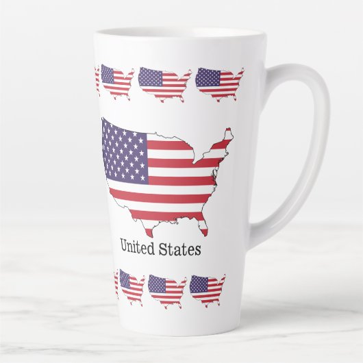 USA Flag and Map Souvenir Design Milchtasse (Rechts)