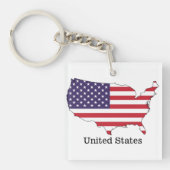 USA Flag and Map Souvenir Design Schlüsselanhänger (Vorderseite)