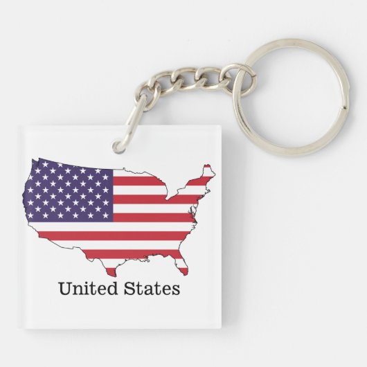 USA Flag and Map Souvenir Design Schlüsselanhänger (Rückseite)