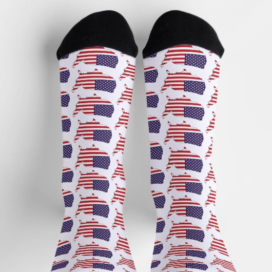 USA Flag and Map Souvenir Design Socken (Oben)