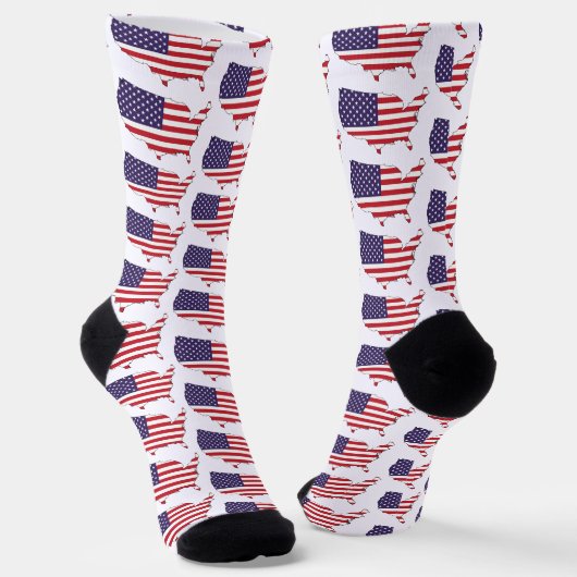 USA Flag and Map Souvenir Design Socken (Gewinkelt)