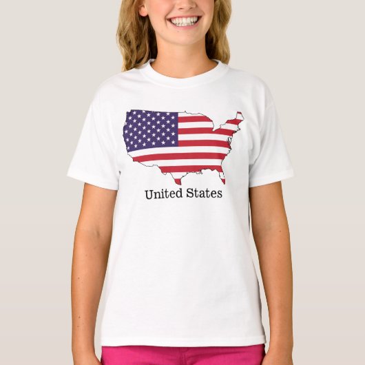 USA Flag and Map Souvenir Design T-Shirt (Vorderseite)