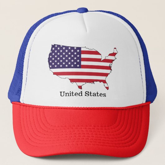 USA Flag and Map Souvenir Design Truckerkappe (Vorderseite)
